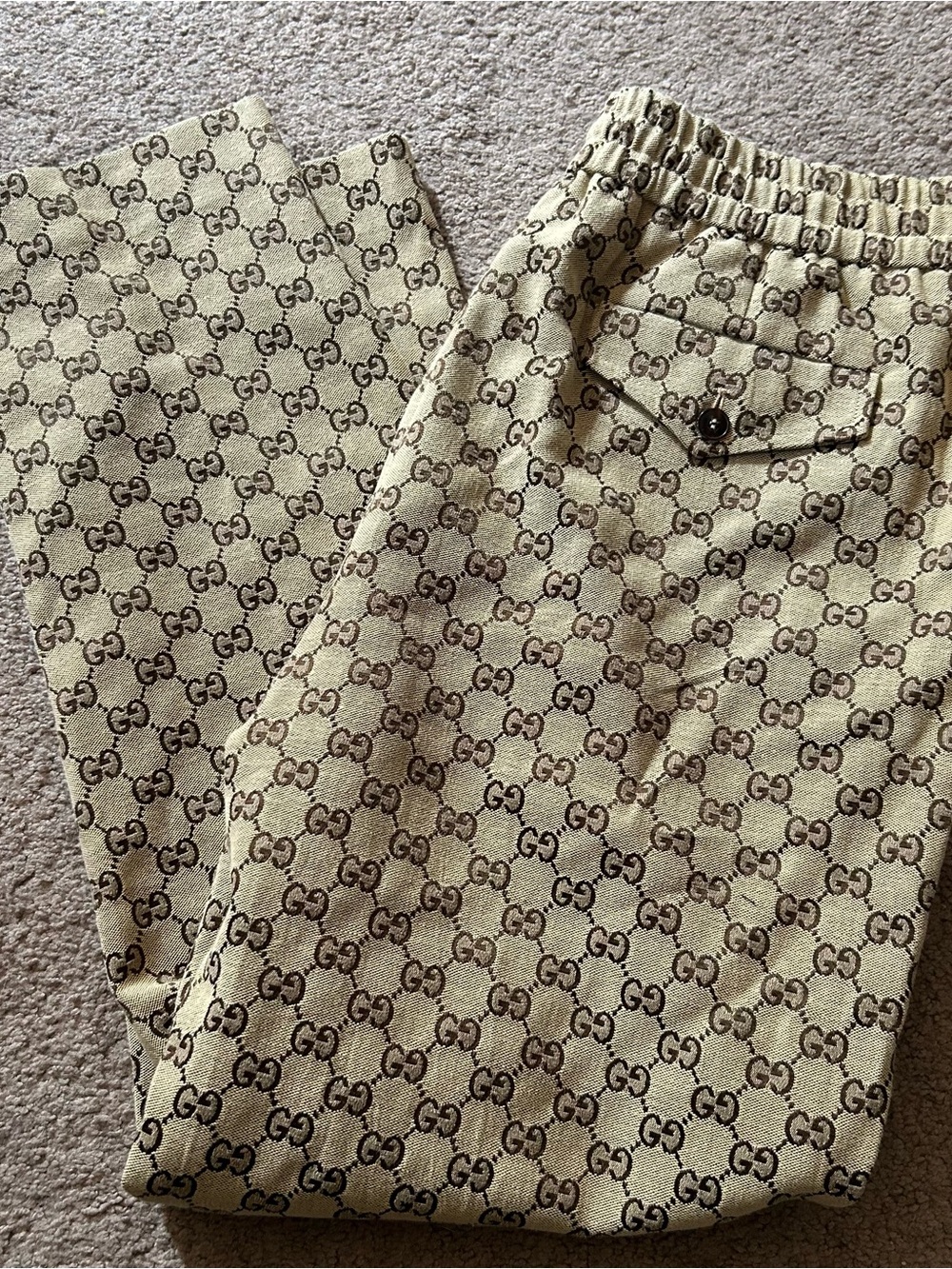 Gucci Beige GG Logo Track Pants ebony & beige brown monogram AOP joggers
